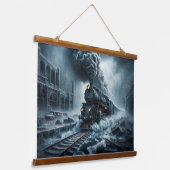 幽霊列車が廃都を抜ける 吊り下げ型タペストリー (傾斜あり)