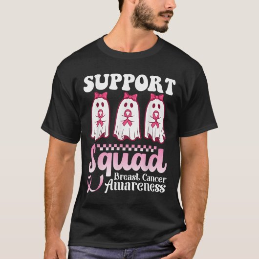 幽霊及びピンクリボン支持分娩乳がん Tシャツ (正面)