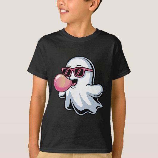 幽霊吹ズピンクバブルガムハロウィーン幼児ボーイ Tシャツ (正面)