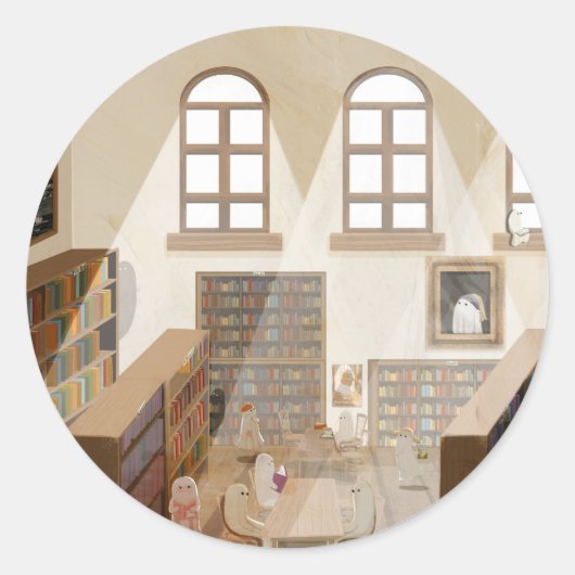 幽霊図書館 ラウンドシール (正面)