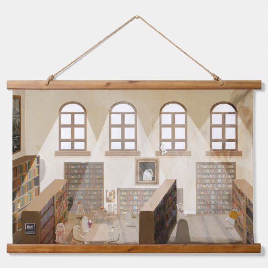 幽霊図書館 吊り下げ型タペストリー (正面)