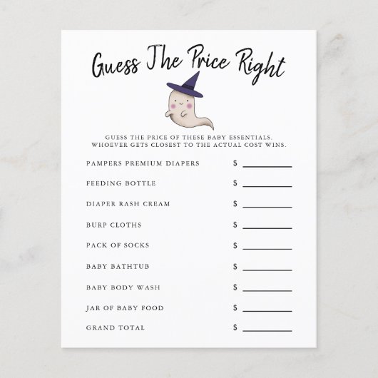 幽霊女の子の赤ちゃんシャワー価格を推測 (正面)