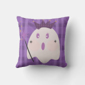 幽霊姫パープル・チェック柄のハロウィン用スローピロー クッション (裏面)