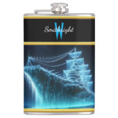 幽霊威厳のある船が夜の海で輝く フラスク (正面)