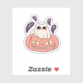 幽霊子猫をカボチャクラシックのTシャツに シール (シート)