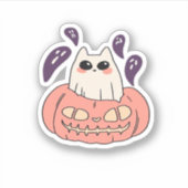 幽霊子猫をカボチャクラシックのTシャツに シール (正面)