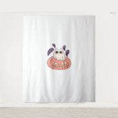 幽霊子猫をカボチャクラシックのTシャツに タペストリー (正面)