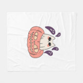 幽霊子猫をカボチャクラシックのTシャツに フリースブランケット (正面(横))