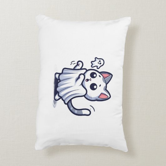 幽霊子猫ハロウィーンの衣装 アクセントクッション (裏面(縦))