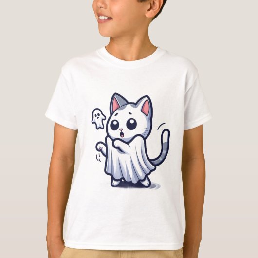 幽霊子猫ハロウィーンの衣装 Tシャツ (正面)
