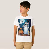 幽霊子猫ハロウィーンの衣装 Tシャツ (正面フル)