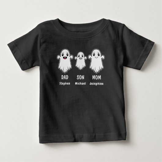幽霊家族ハロウィンTシャツ 息子 母 父 3人 ベビーTシャツ (正面)