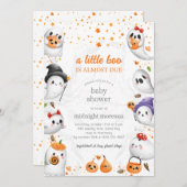 幽霊小さなブハロウィーンの赤ちゃんシャワー 招待状 (正面/裏面)