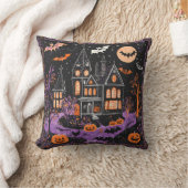 幽霊屋敷のコウモリ・ジャック・オ・ランタン・ハロウィン装飾 クッション (ブランケット)