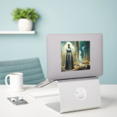 幽霊巫女ファンタジー シール (デスク上のノートパソコン)