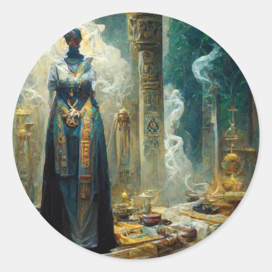 幽霊巫女ファンタジー ラウンドシール (正面)