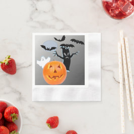 幽霊幽霊のよく出るとカボチャの夜 縁ありカクテルナプキン