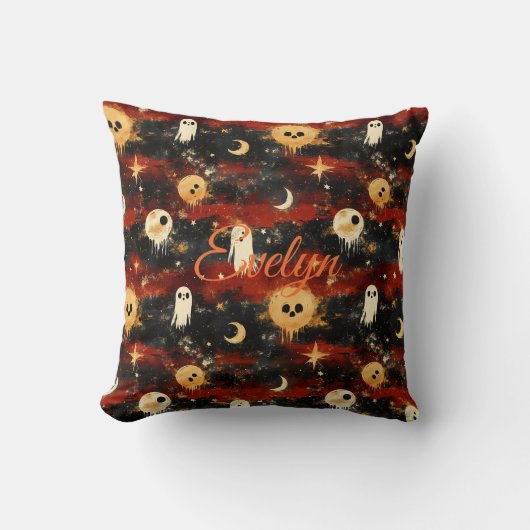 幽霊幽霊のよく出ると月とのEclipseハロウィーン クッション (正面)
