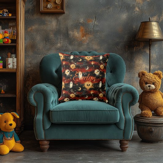 幽霊幽霊のよく出ると月とのEclipseハロウィーン クッション