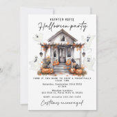 幽霊幽霊のよく出るハウスハロウィーンの衣装パーティー 招待状 (正面)