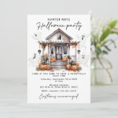 幽霊幽霊のよく出るハウスハロウィーンの衣装パーティー 招待状 (スタンド正面)