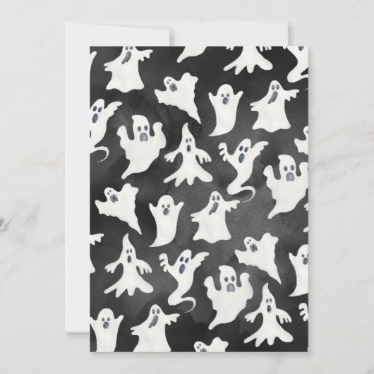 幽霊幽霊のよく出るハウスハロウィーンの衣装パーティー 招待状 (裏面)