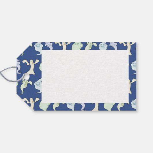 幽霊幽霊のよく出るハロウィーンピクセルアートパターン ギフトタグ (裏面横)