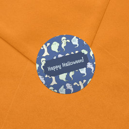 幽霊幽霊のよく出るハロウィーンピクセルアートパターン ラウンドシール