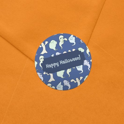 幽霊幽霊のよく出るハロウィーンピクセルアートパターン ラウンドシール