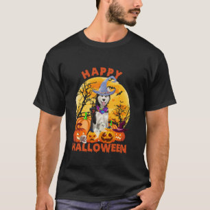 幽霊怖いカボチャのムーンウィッチシベリアハスキー犬 Tシャツ