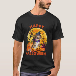 幽霊怖いカボチャ月の魔女ビーグルドハッピーハ Tシャツ