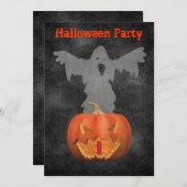 幽霊怖いハロウィーンのカボチャのちょうちんハロウィーン招待状 招待状 (正面/裏面)
