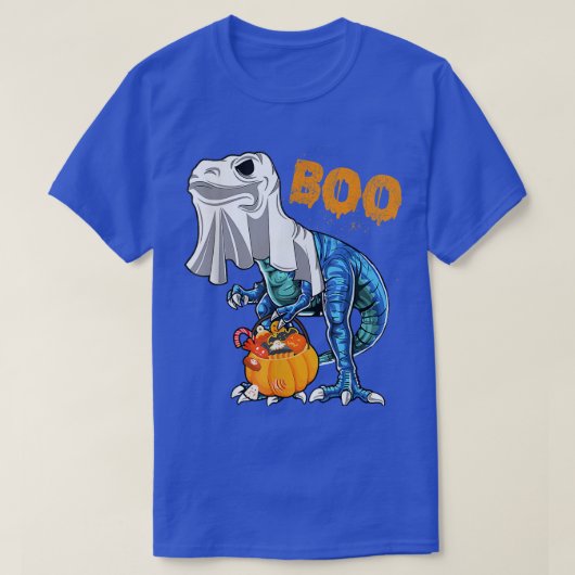 幽霊恐竜Tレボーおもしろいハロウィンカボボ Tシャツ (デザイン正面)