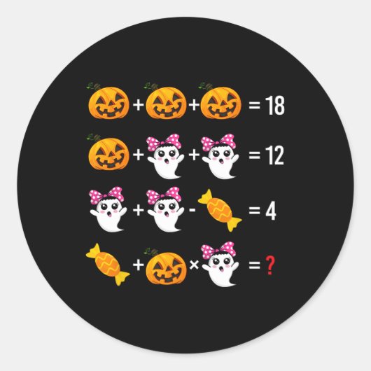 幽霊数学数学ハロウィーンかわいいスポック ラウンドシール (正面)