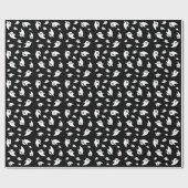 幽霊柄を黒かわいいハロウィンよくはしゃぐに ラッピングペーパー (フラット)