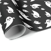 幽霊柄を黒かわいいハロウィンよくはしゃぐに ラッピングペーパー (ロールコーナー)