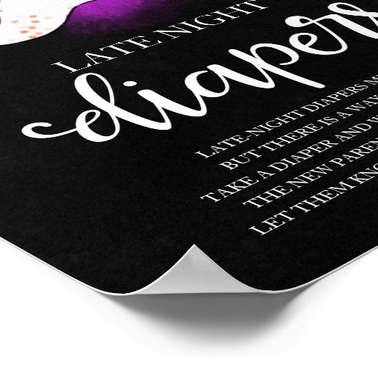 幽霊深夜おむつ赤ちゃんシャワーゲームサイン ポスター (角)