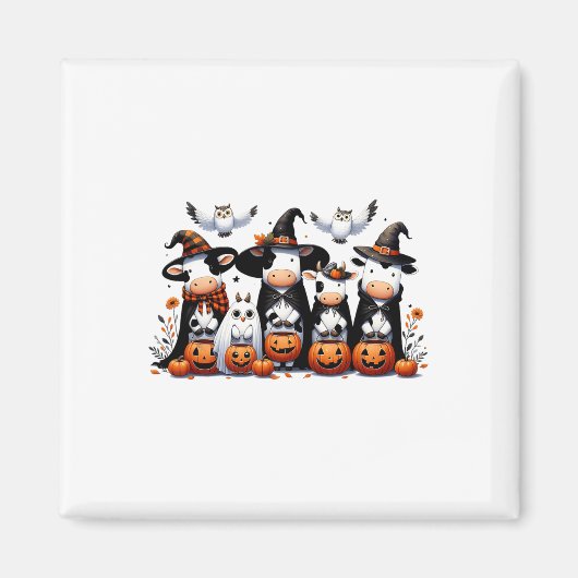 幽霊牛のハロウィン動物カウオウルスおかしい怖い マグネット (正面)