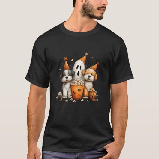 幽霊犬のポップコーンパーティー Tシャツ (正面)