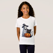 幽霊猫とかぼちゃのハロウィンパーティー🎃 Tシャツ (正面フル)
