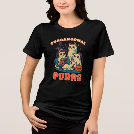 幽霊猫のハロウィンパーカー トライブレンドＴシャツ (正面)