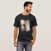 幽霊猫の月に向かって吠える 不気味ハロウィン ねこまみれ Tシャツ (正面フル)