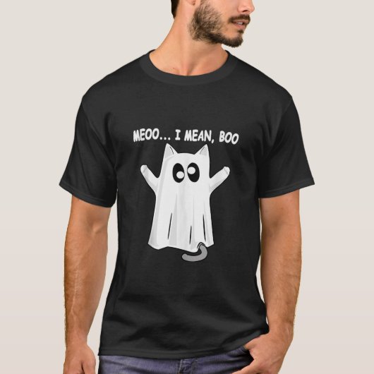 幽霊猫ニャー私はブハロウィーンの猫好き Tシャツ (正面)