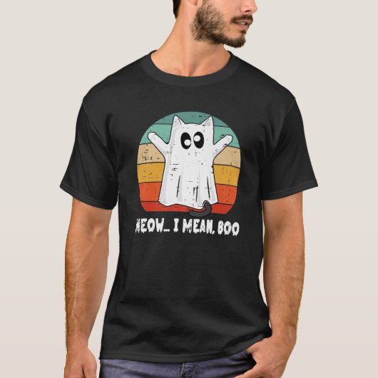 幽霊猫ニャー私はブハロウィーンの猫好き Tシャツ (正面)