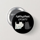 幽霊猫ハロウィンパロディ 黒背景 缶バッジ (正面&裏面)