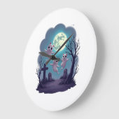 幽霊猫パレード ラージ壁時計 (傾斜)