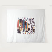 幽霊猫読の本の恋人ギフトハロウィンスポオ タペストリー (正面(横))