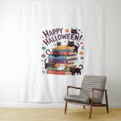 幽霊猫読の本の恋人ギフトハロウィンスポオ タペストリー (インサイチュ)