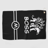 幽霊白ステゴサウルスのスパイク恐竜 ゴルフタオル (横)