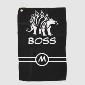 幽霊白ステゴサウルスのスパイク恐竜 ゴルフタオル (正面)